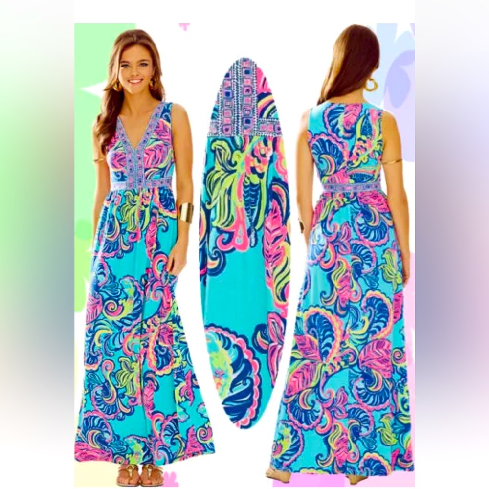 NWT 258.00 LILLY PULITZER ADDISON DRESS SEA BLUE PRIVATE ISLAND GORGEOUS FIND